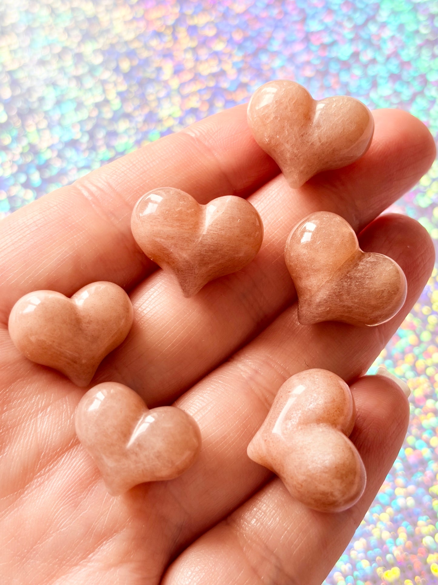Peach moonstone hearts- mini