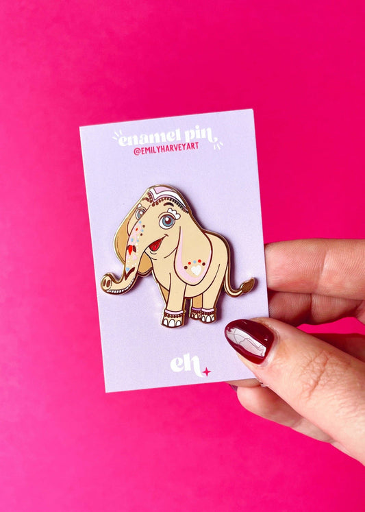 Naini Indian Elephant Gold Enamel Pin