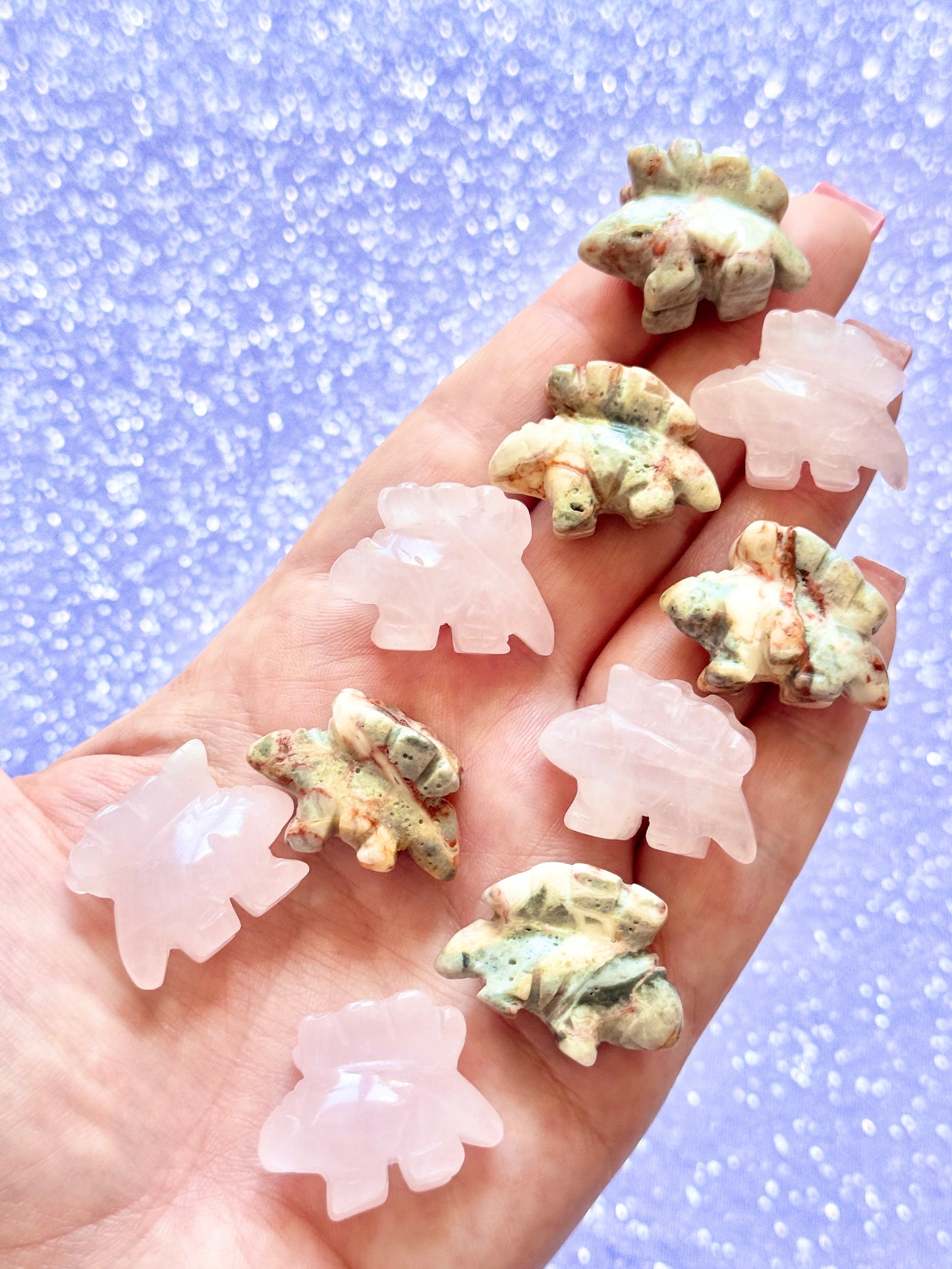 Stegosaurus Dinosaur Crazy Lace Rose Quartz