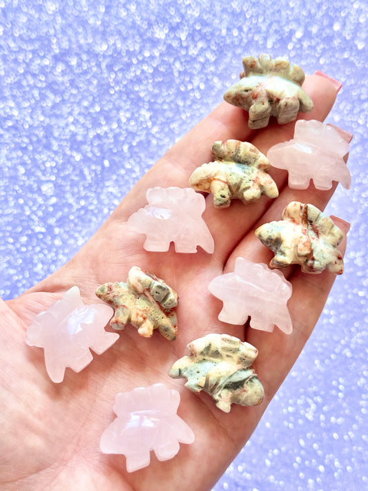 Stegosaurus Dinosaur Crazy Lace Rose Quartz