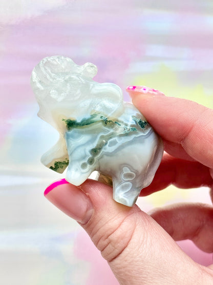 Moss Agate Elephant Evie