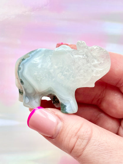 Moss Agate Elephant Evie