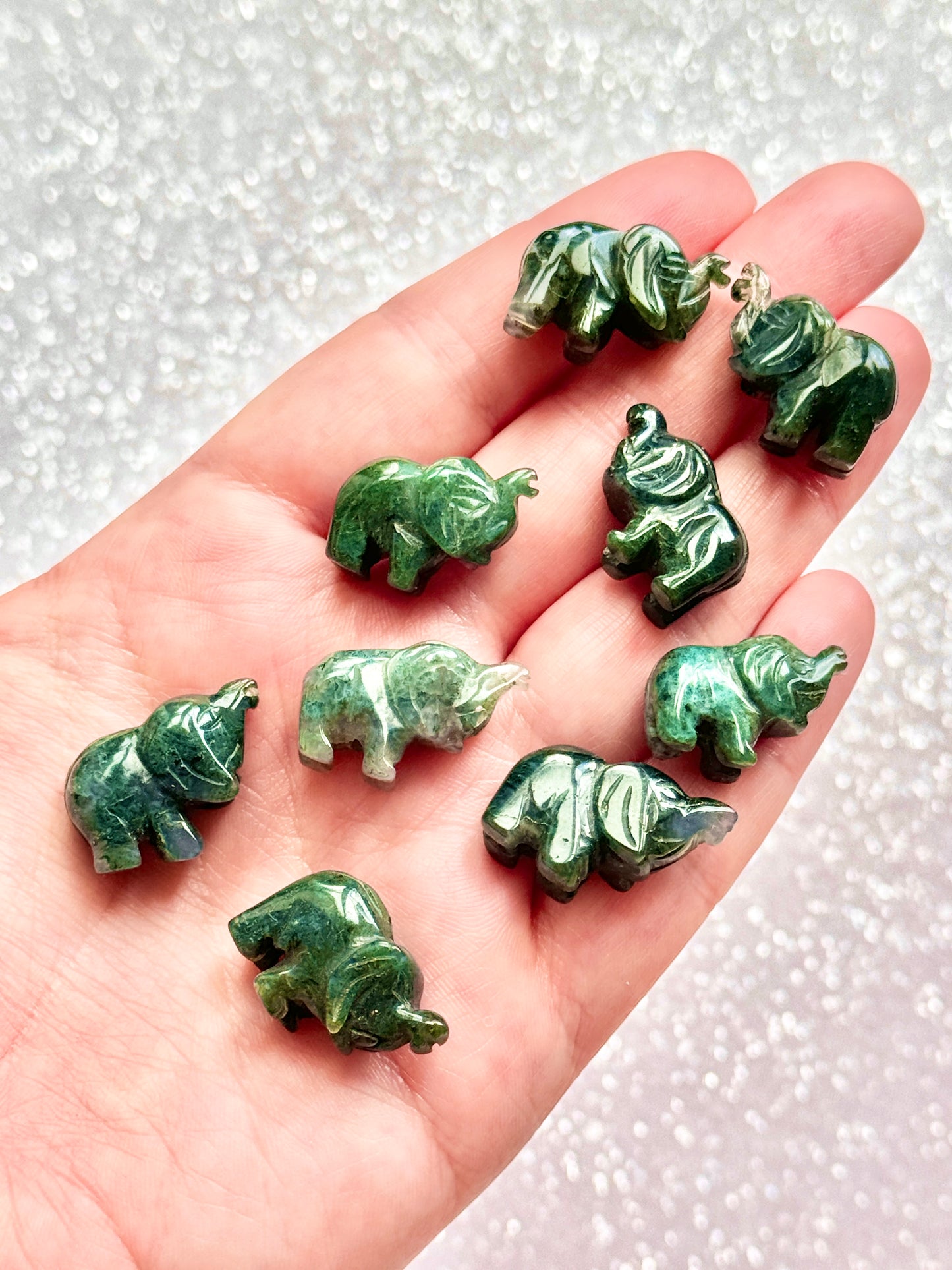 Moss Agate Mini Elephant