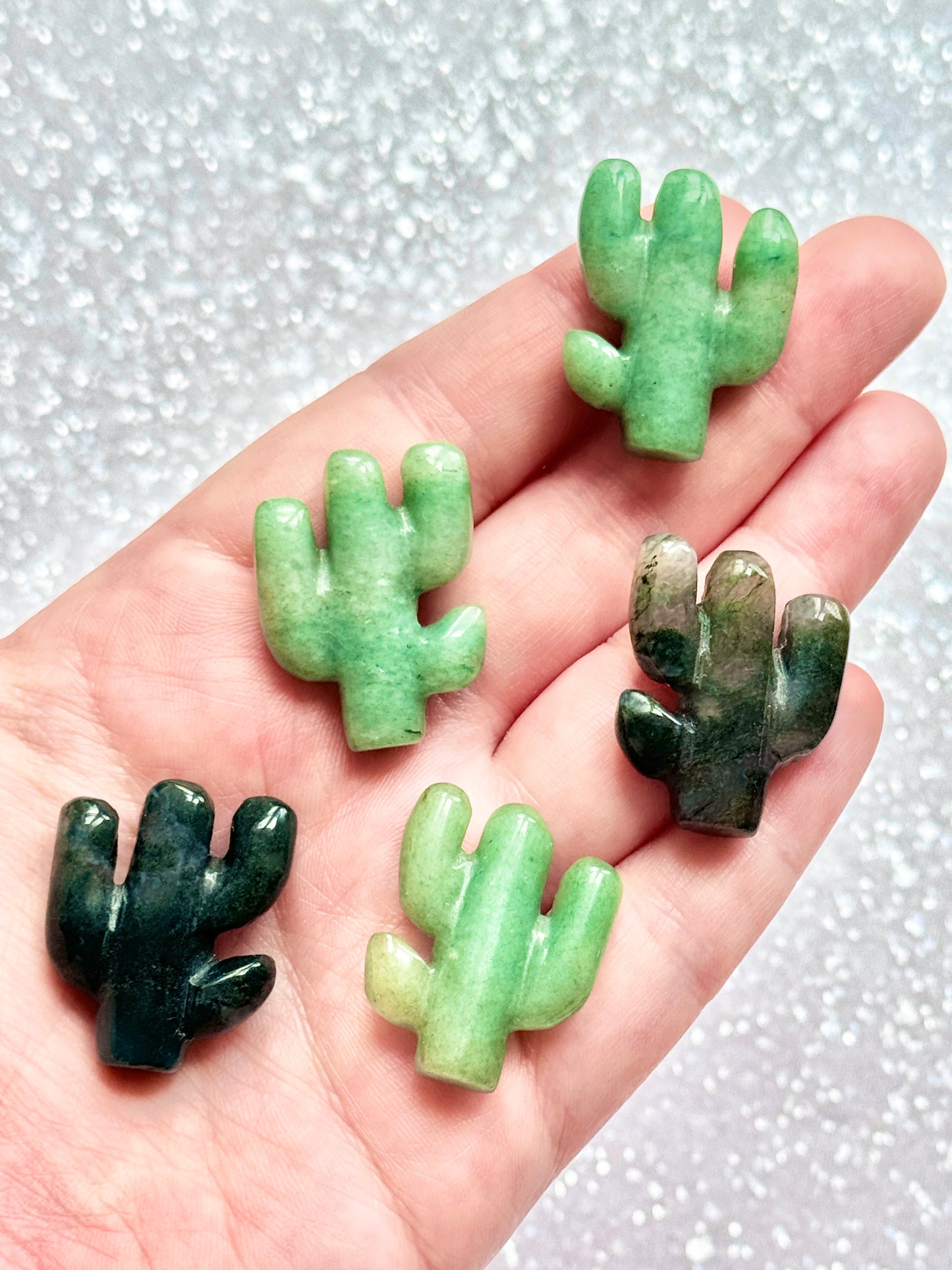 Green Aventurtine / Moss Agate Cactus