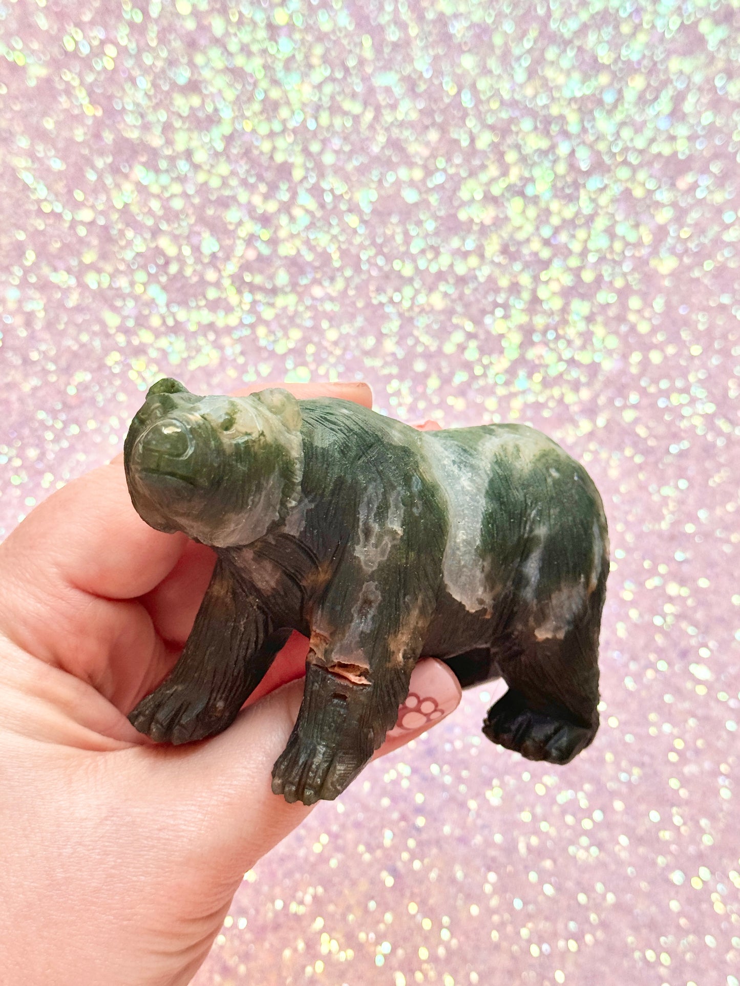 Moss Agate Bear