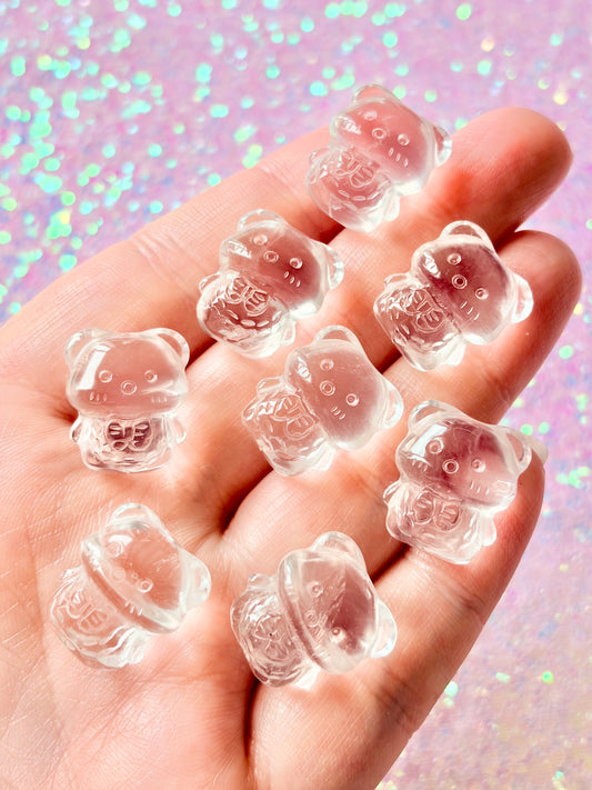 Clear quartz teddy bears - mini